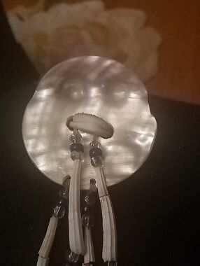 Native Mother of Pearl Abalone Nut Beaded Tassel Necklace Can Deerskin Leather.
